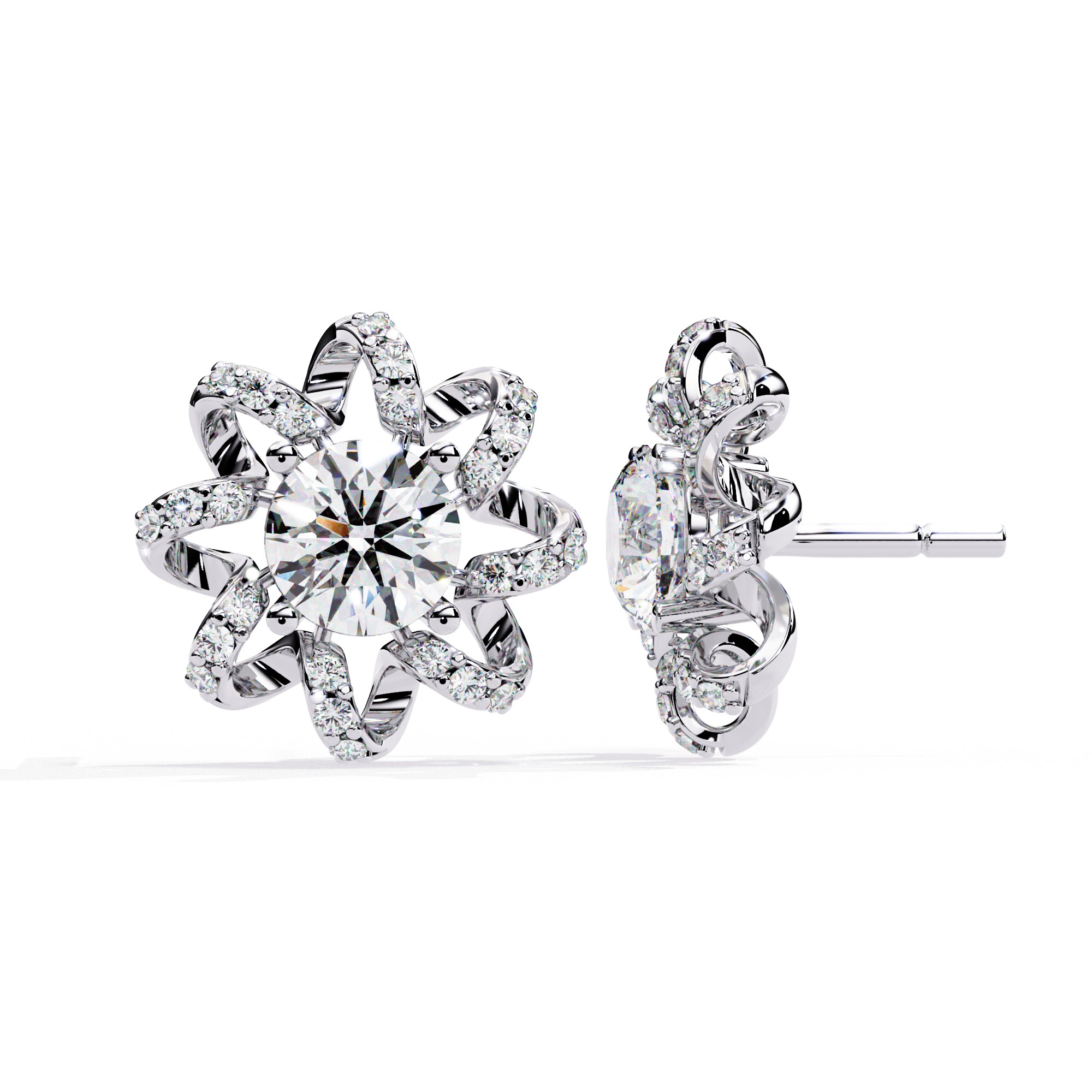 Buy Floral Swirl Natural Diamond Earrings | Solitairekart